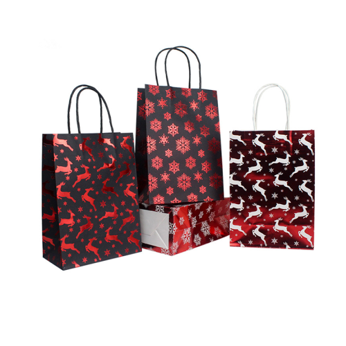 Wholesale Cheap Festival Christmas custom printed gift natural kraft Recycled paper bag gift bags